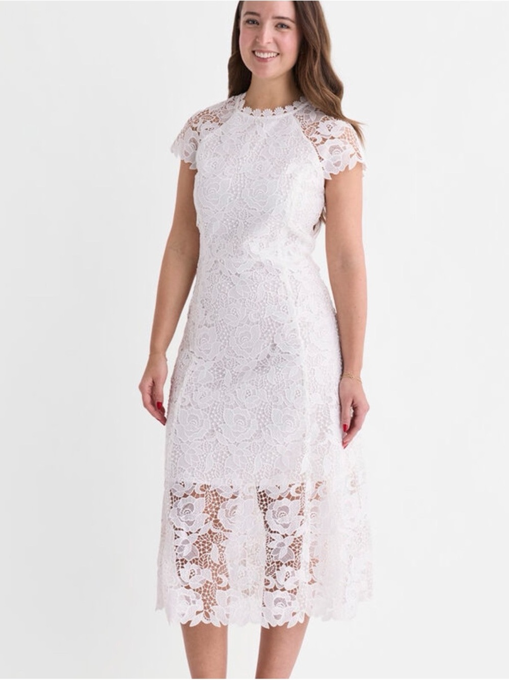 Vineyard Vines Kentucky Derby White Floral Lace Midi Dress NWT Size 10